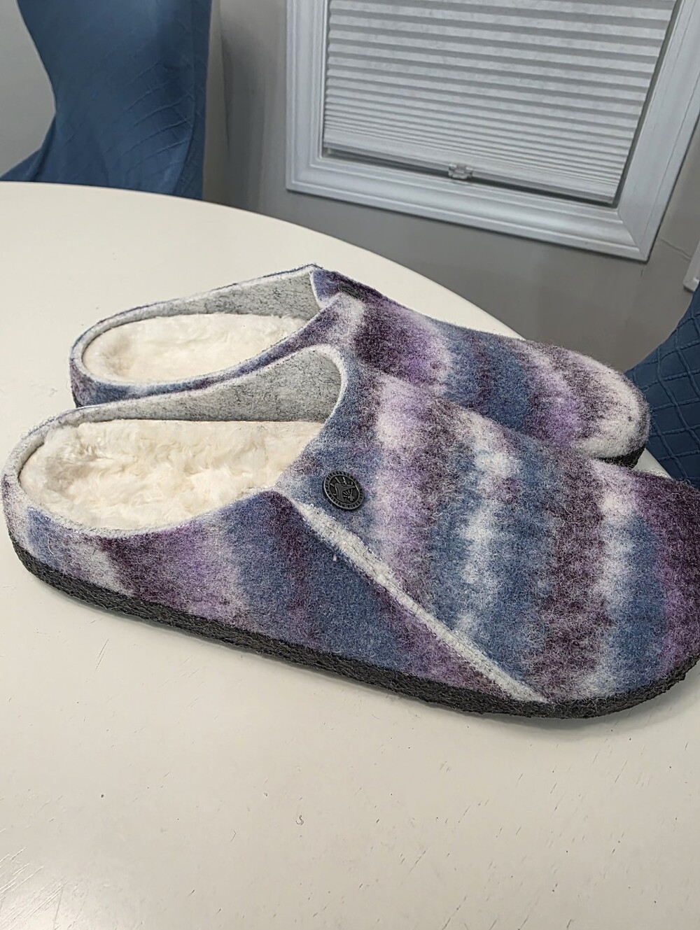 Birkenstock Zermatt Slippers Clog Dyded Stripe Mauve EU38 Womens Size 7